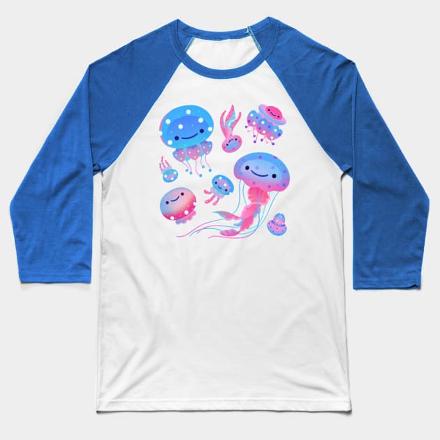 Polka dot jellyfish Baseball T-Shirt by pikaole